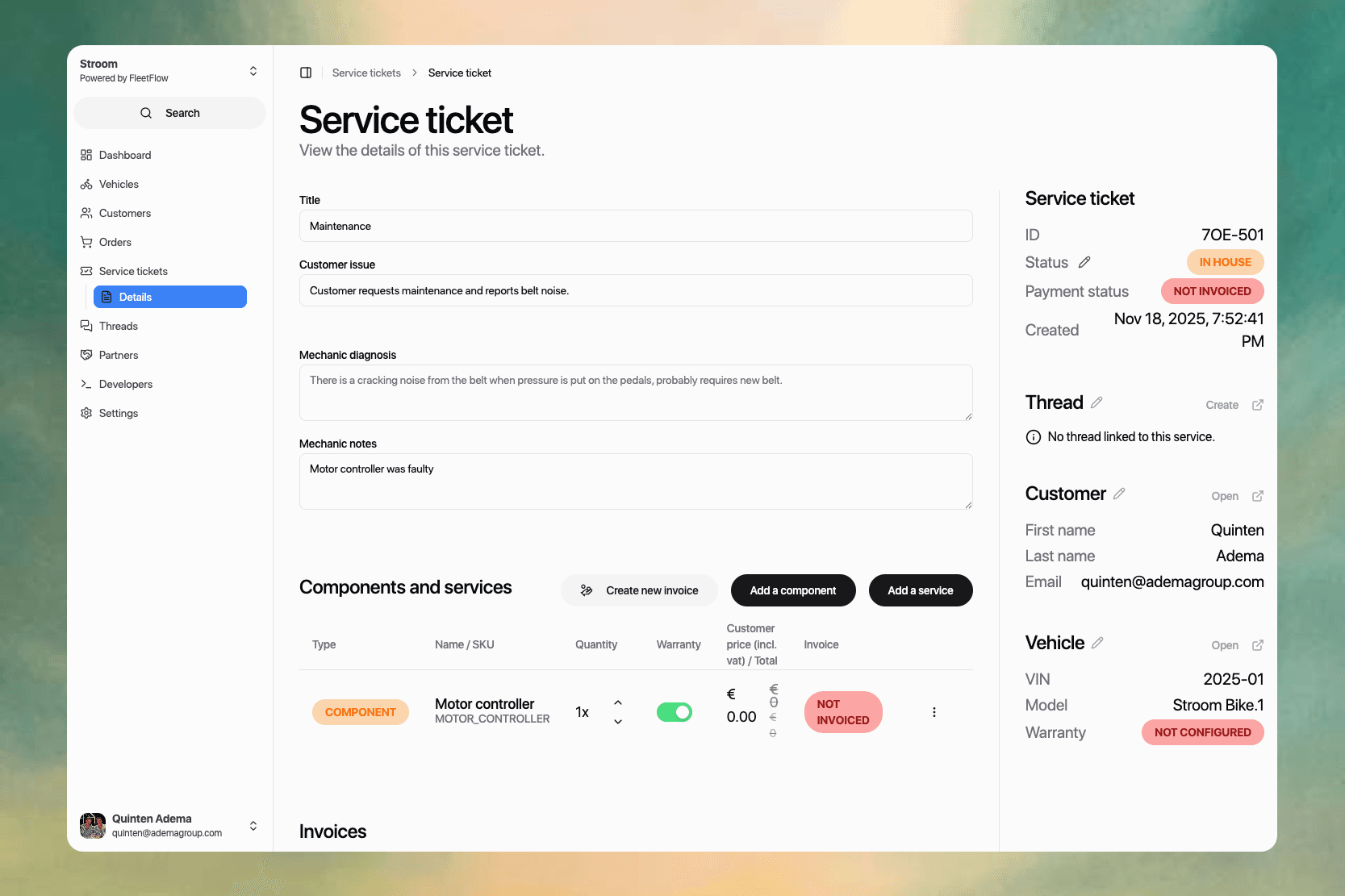 Efficient service ticketing